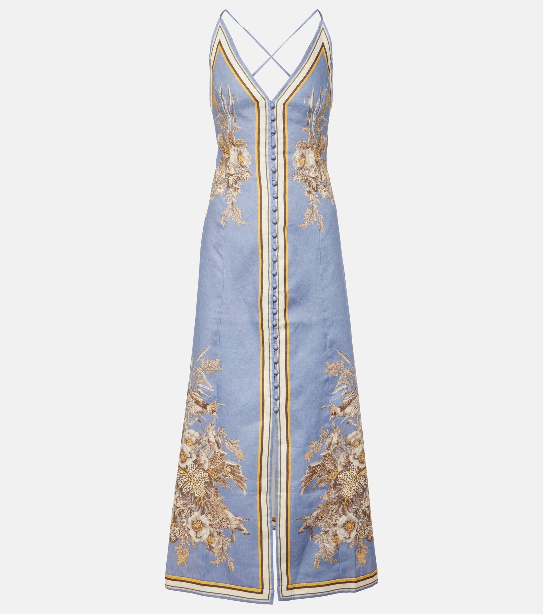 Ottie floral linen slip dress - 1
