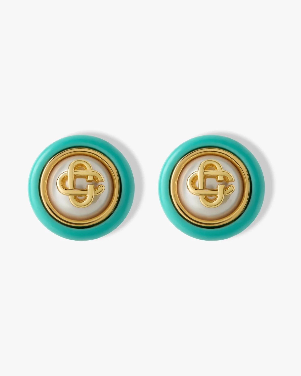 Gold & Turquoise Pearl Studs | Casablanca Paris - 1