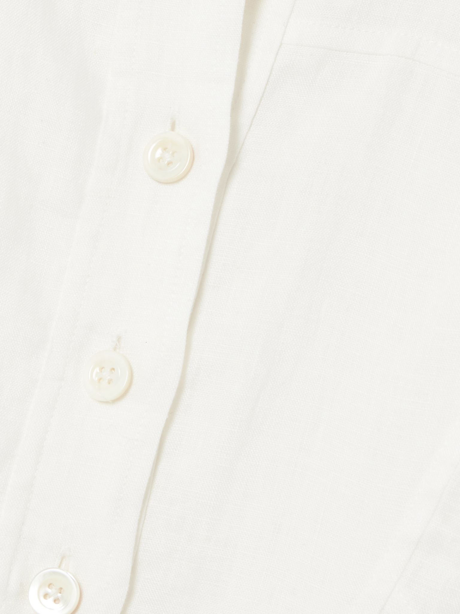 Gathered linen mini shirt dress White - 4
