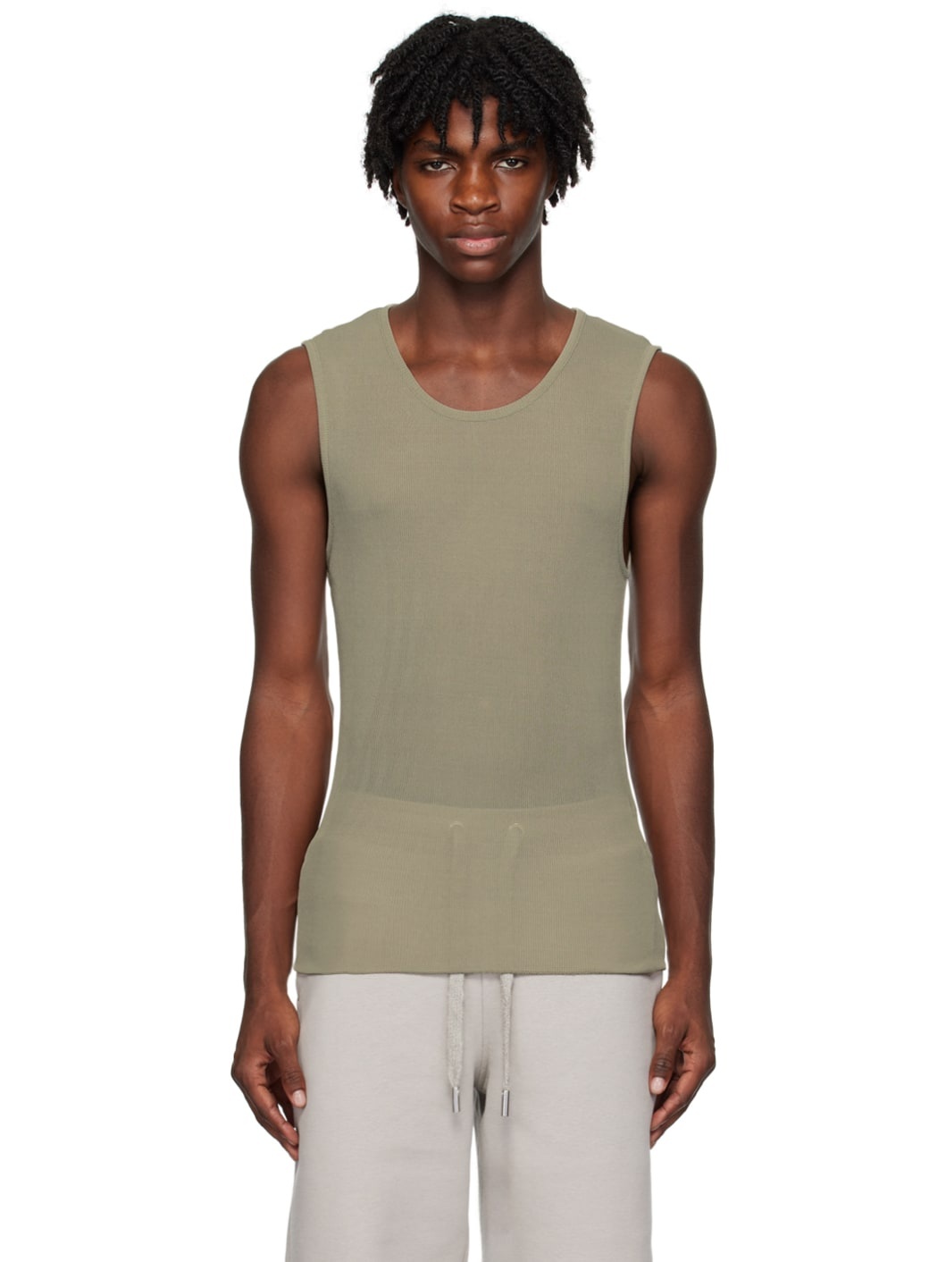 Taupe Long Tank Top - 1