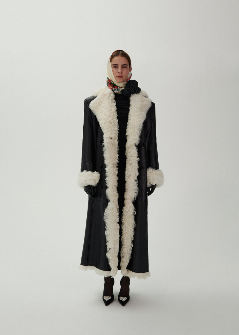 MAGDA BUTRYM Double breasted shearling coat in black outlook