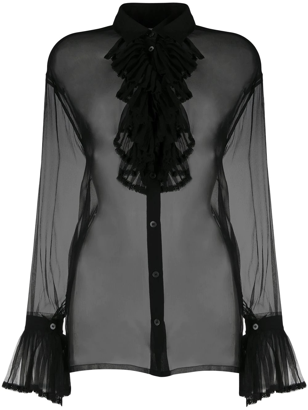 sheer ruffled-detail blouse - 1