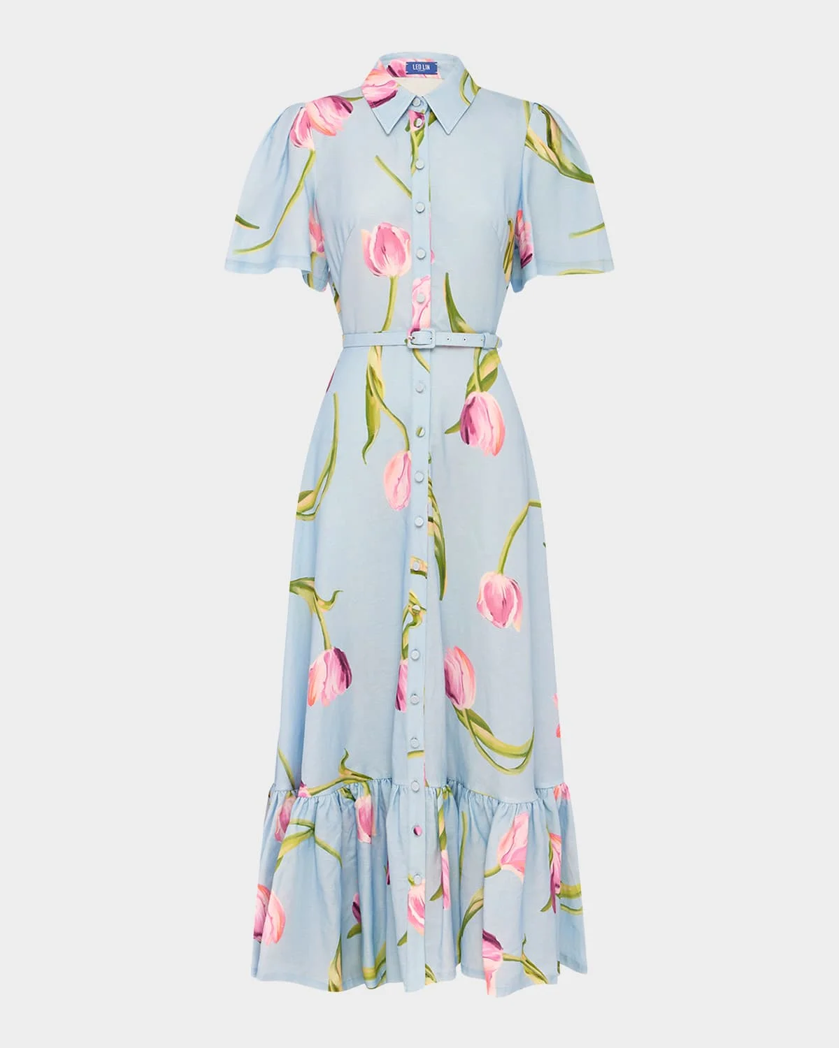 Becca Belted Floral Short-Sleeve Midi Dress - 1