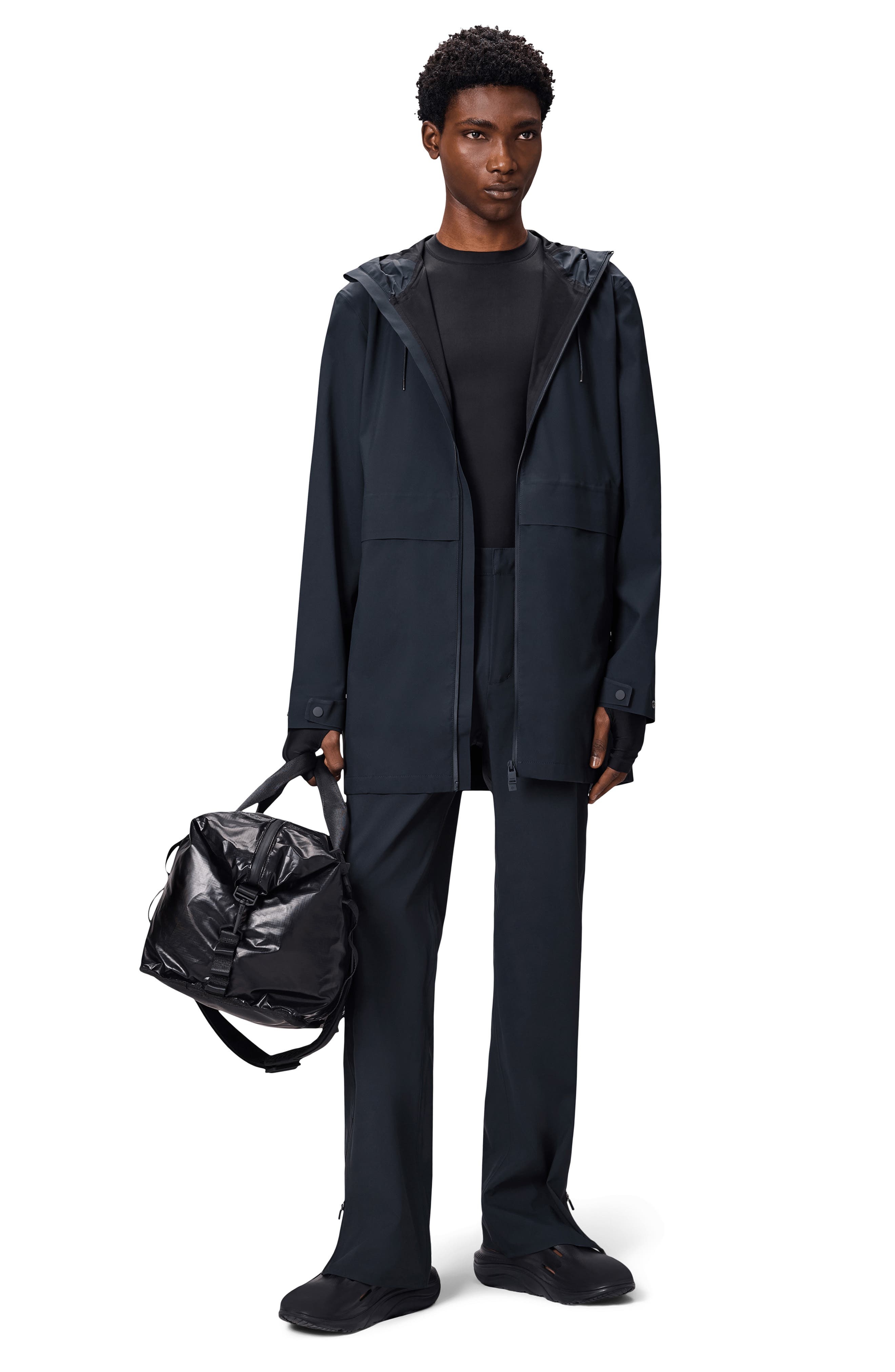 Rains Suva Hardshell Hooded Long Rain Jacket in Navy at Nordstrom - 5