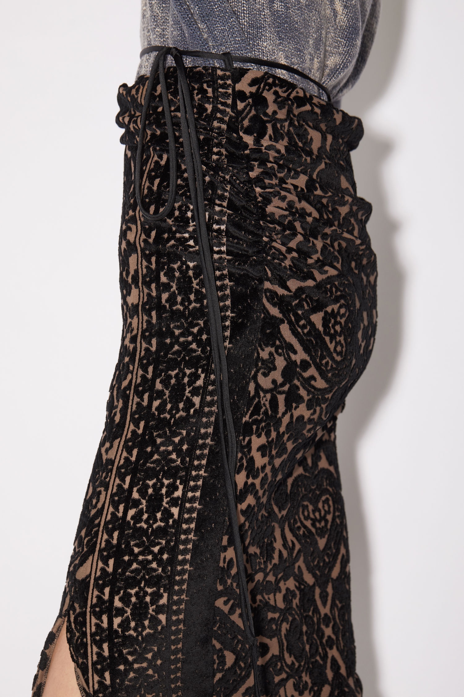 Jacquard skirt - Black/mink brown - 6