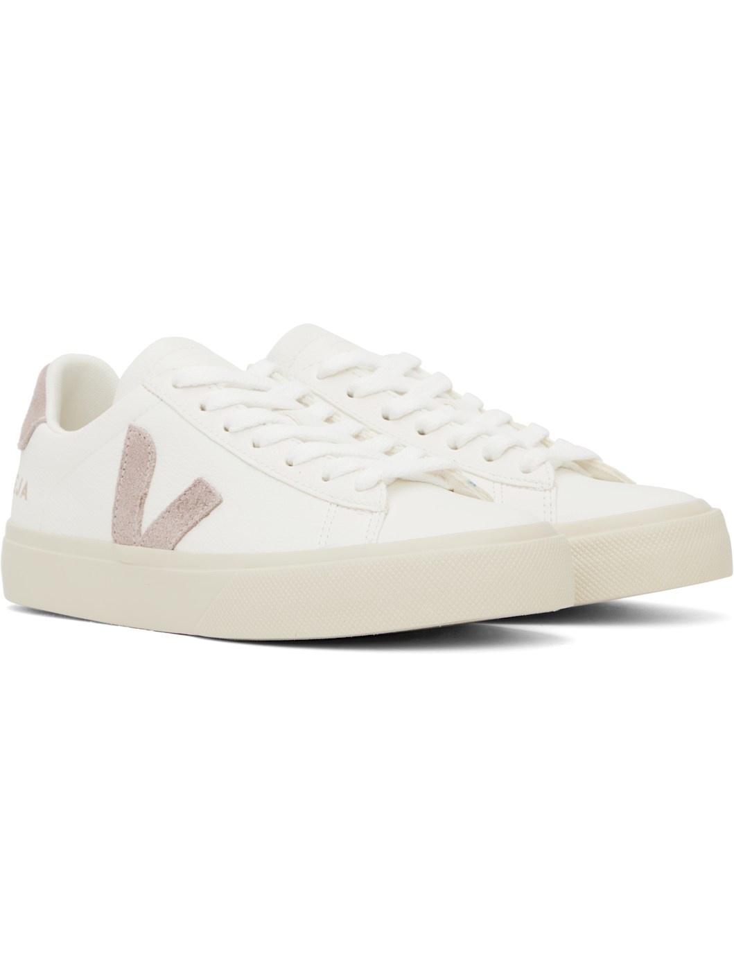 White & Pink Campo Leather Sneakers - 4