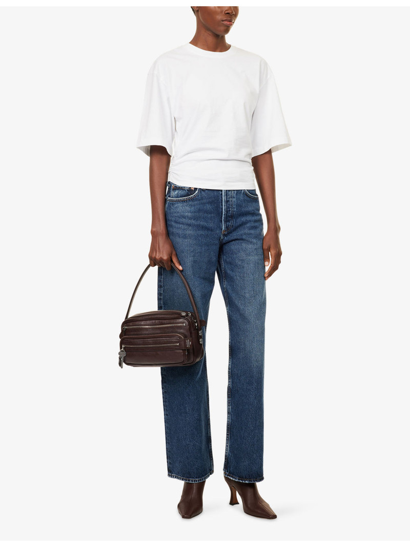 AGOLDE Shari Ruched Cotton-Jersey T-Shirt outlook