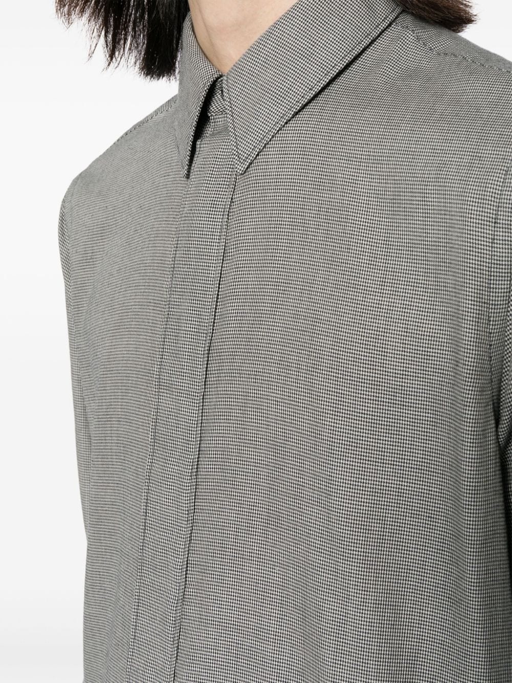 fine-check cotton blend shirt - 5