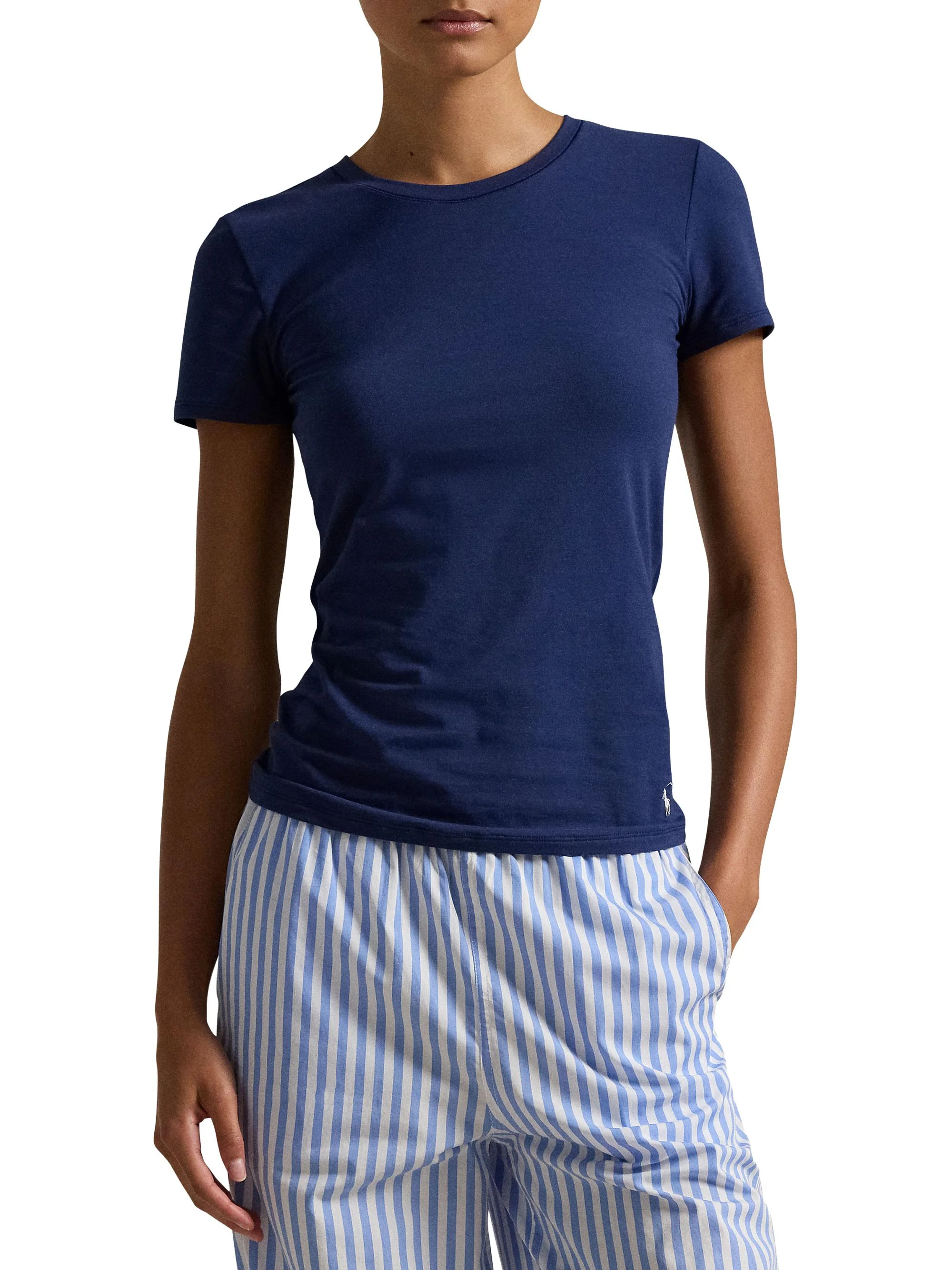 Women's Stretch Cotton T-Shirt - Navy - 1