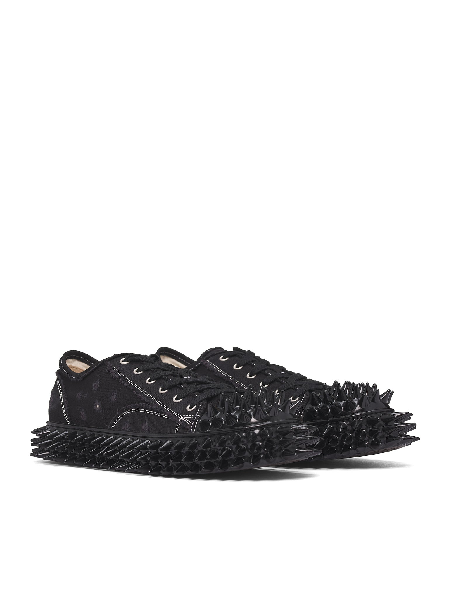 Black Canvas Spiky Sneakers - 2