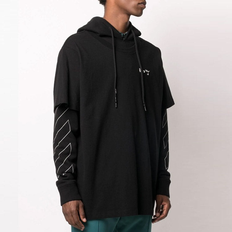 Off-White Stripe Logo Printing Sleeve Loose Fit Black OMBB051F20FLE0011001 - 6
