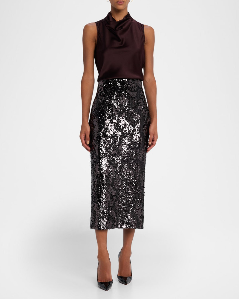 VERONICA BEARD Koa Sequined Midi Skirt outlook