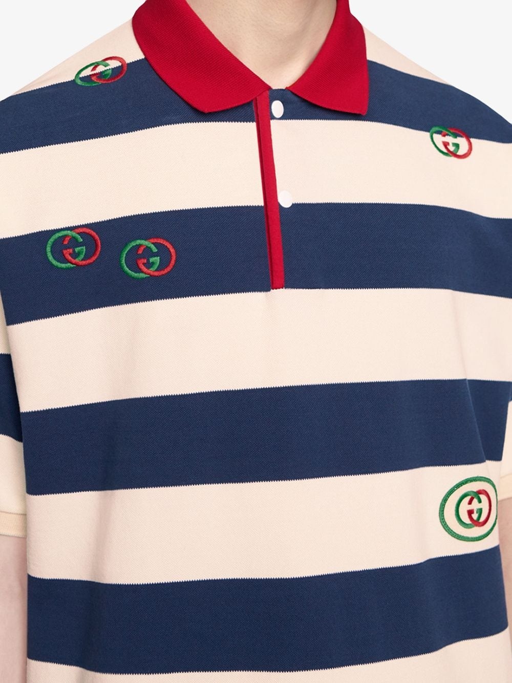 Embroidered striped jersey polo - 5