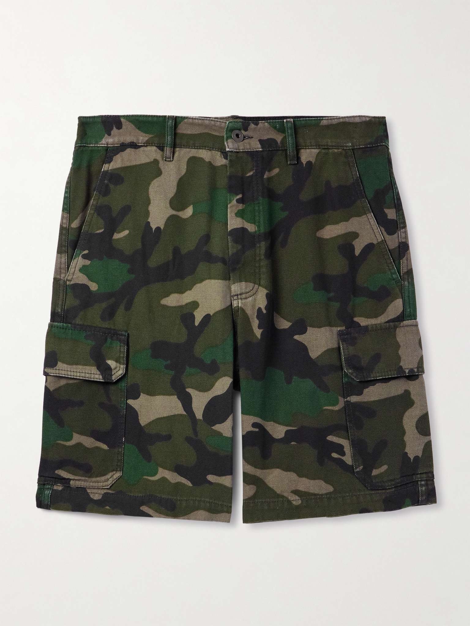 Straight-Leg Camouflage-Print Canvas Cargo Shorts - 1