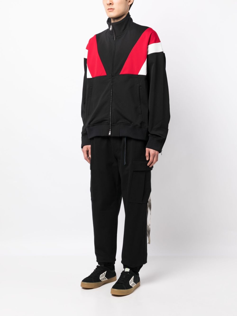 embroidered-logo colour-block jacket - 3