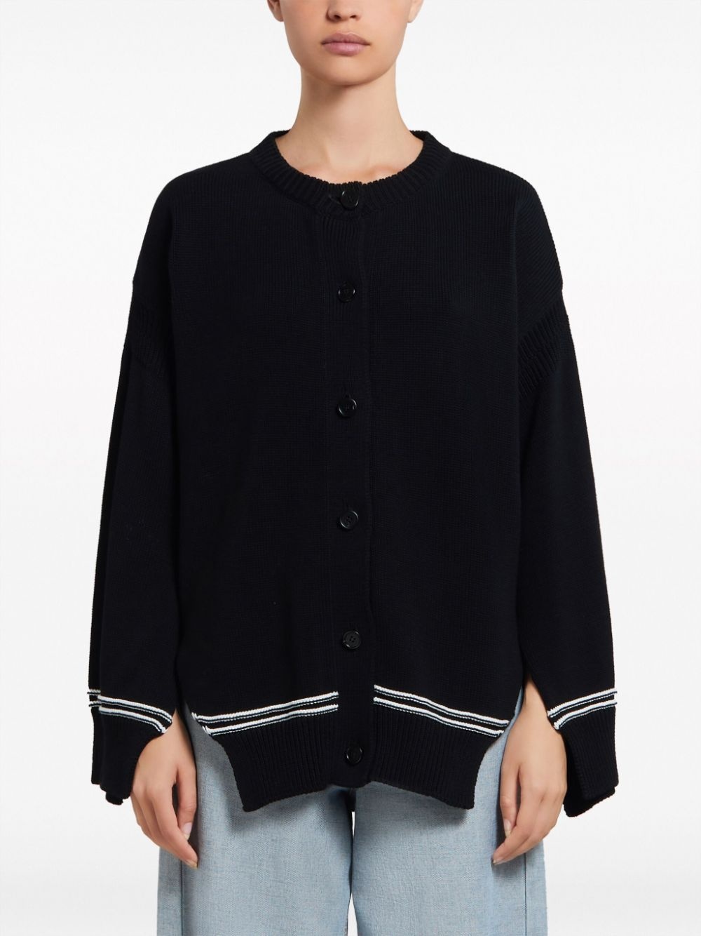 Marni intarsia-logo cropped cardigan - Black