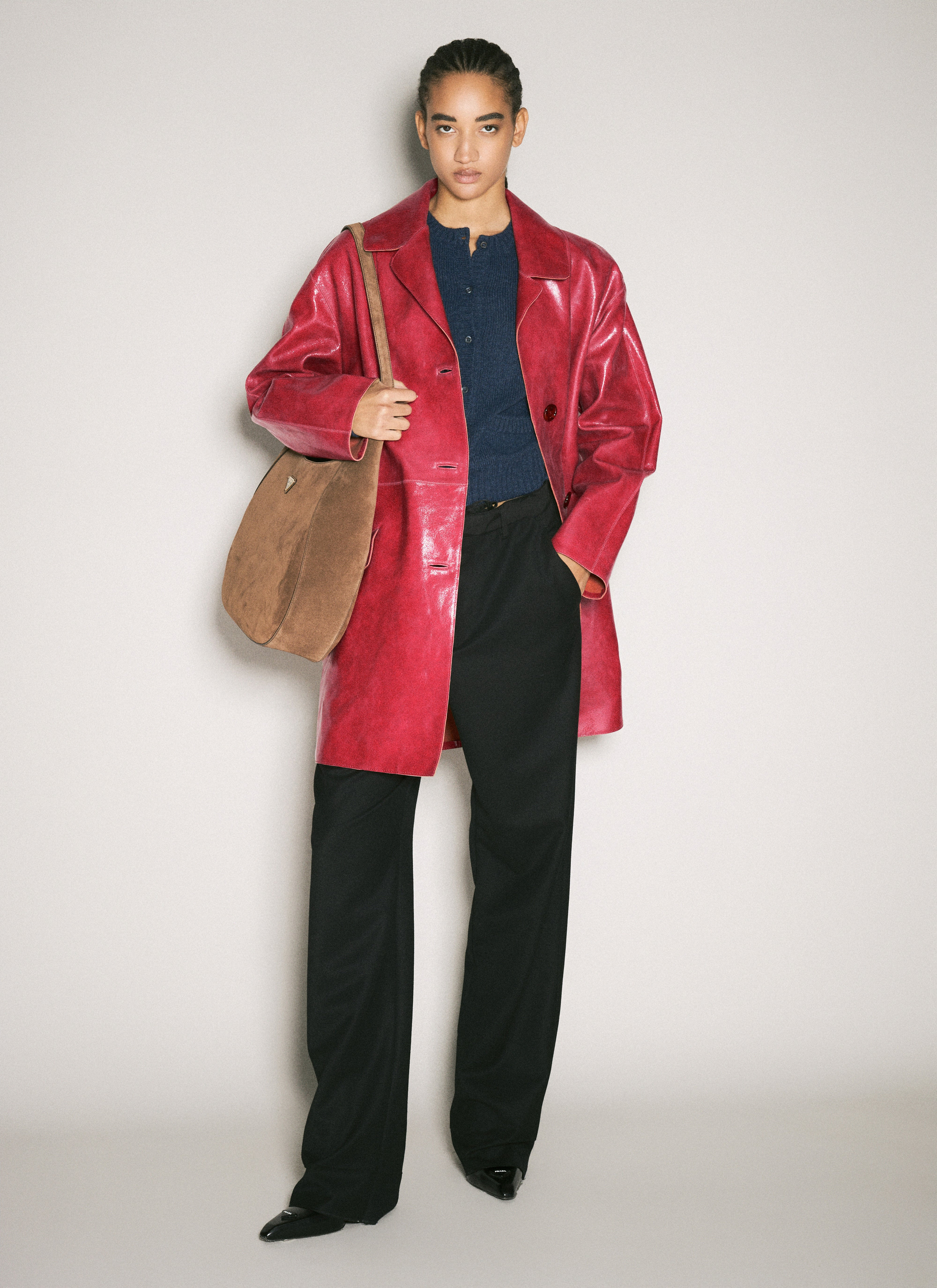 Prada Women Crackle Suede Coat - 2