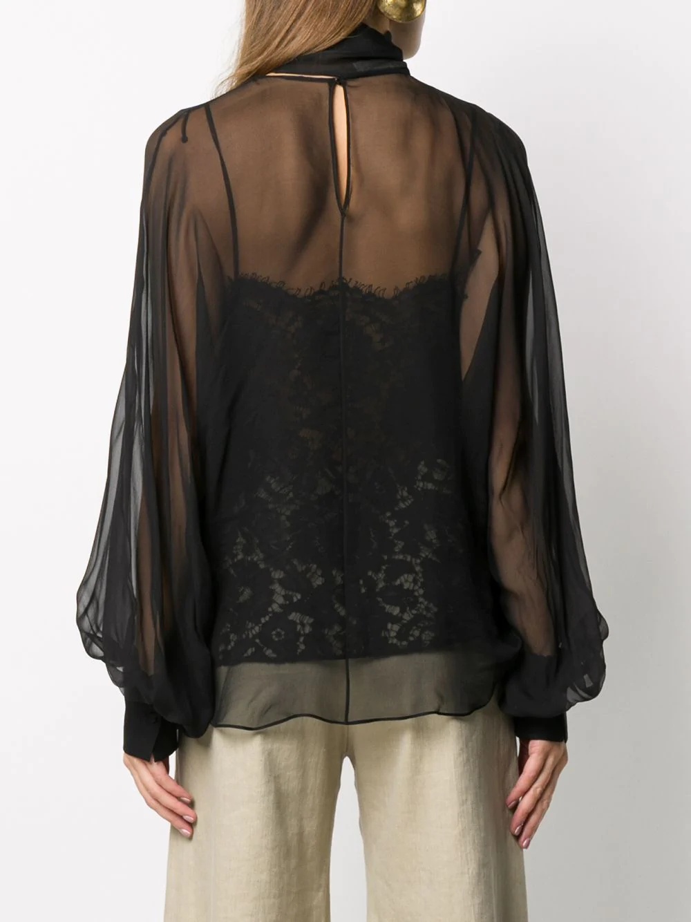 lace camisole sheer blouse - 4