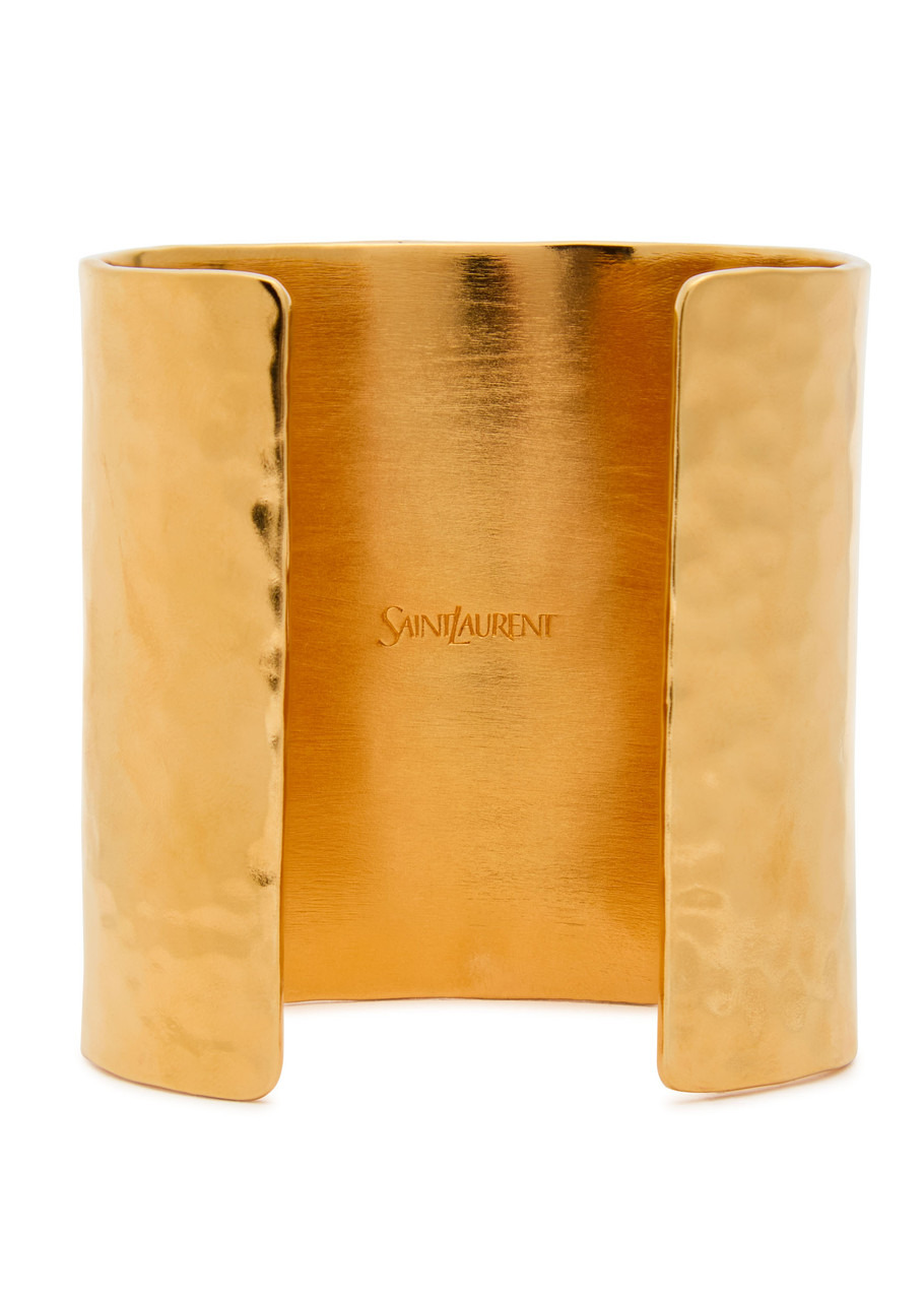 Saint Laurent Logo Hammered Cuff - 3