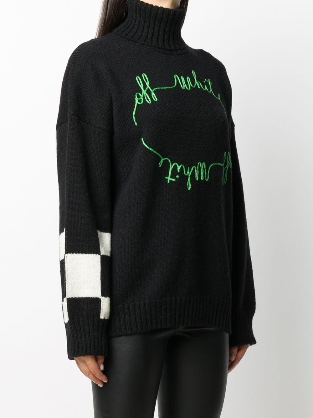 embroidered logo contrasting sleeve jumper - 3