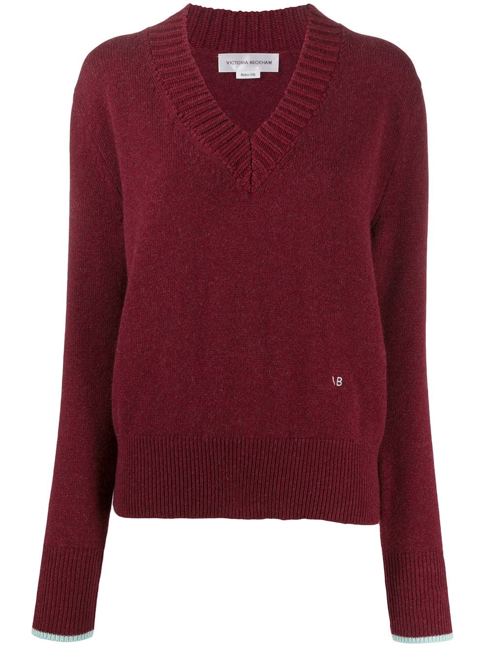 long-sleeved v-neck jumper - 1