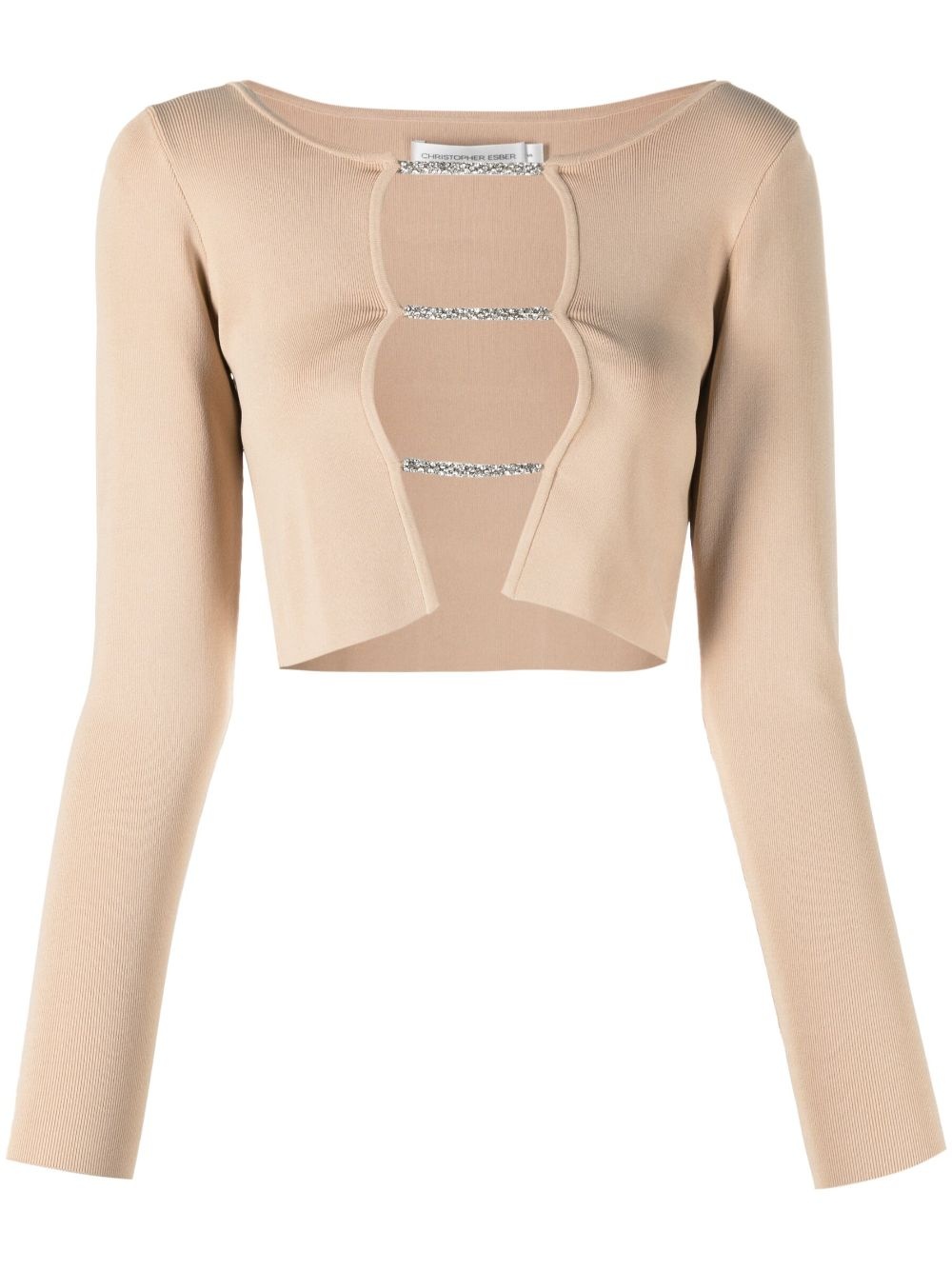 crystal-embellished strap-detail top - 1