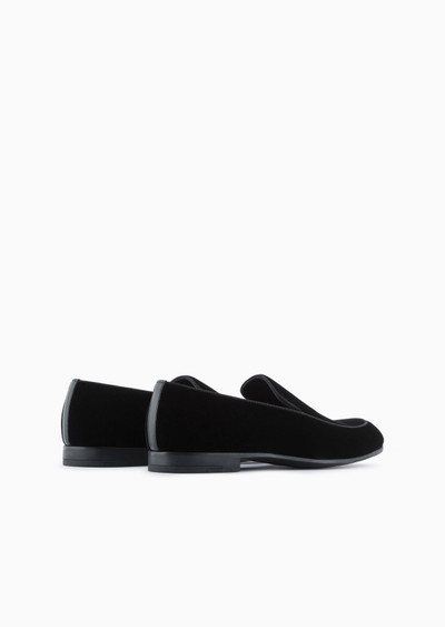 GIORGIO ARMANI Velvet loafers with embroidered logo outlook