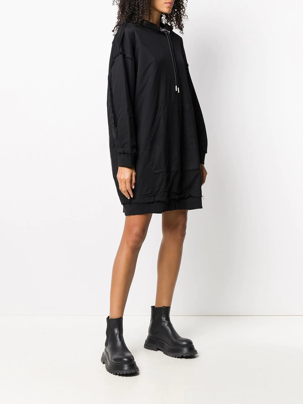 tulle overlay hoodie dress - 4