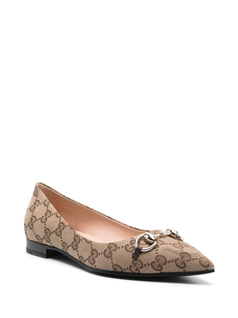 GUCCI Horsebit GG-canvas ballerina shoes outlook
