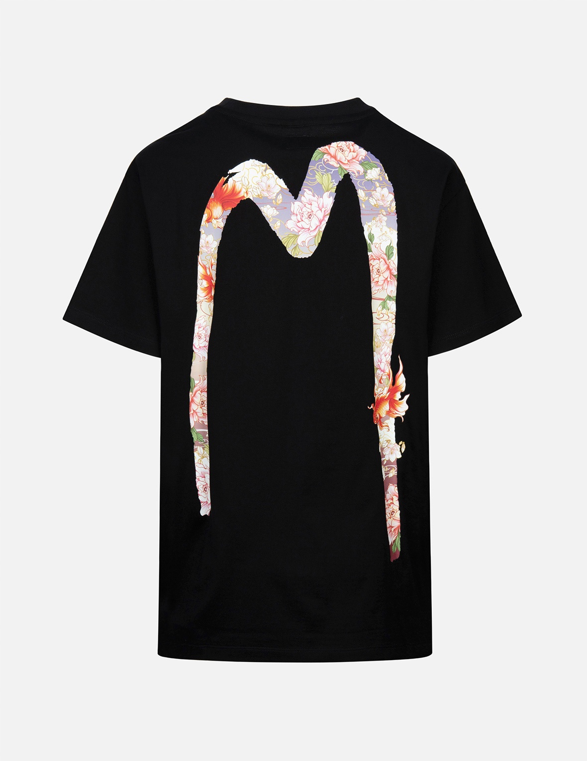 GOLDFISH AND FLORAL FLOW BRUSHSTROKE DAICOCK PRINT BOYFRIEND T-SHIRT - 2