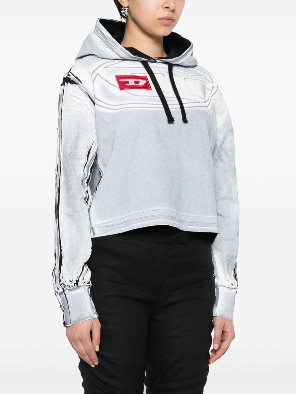 creased-paint cotton hoodie - 3
