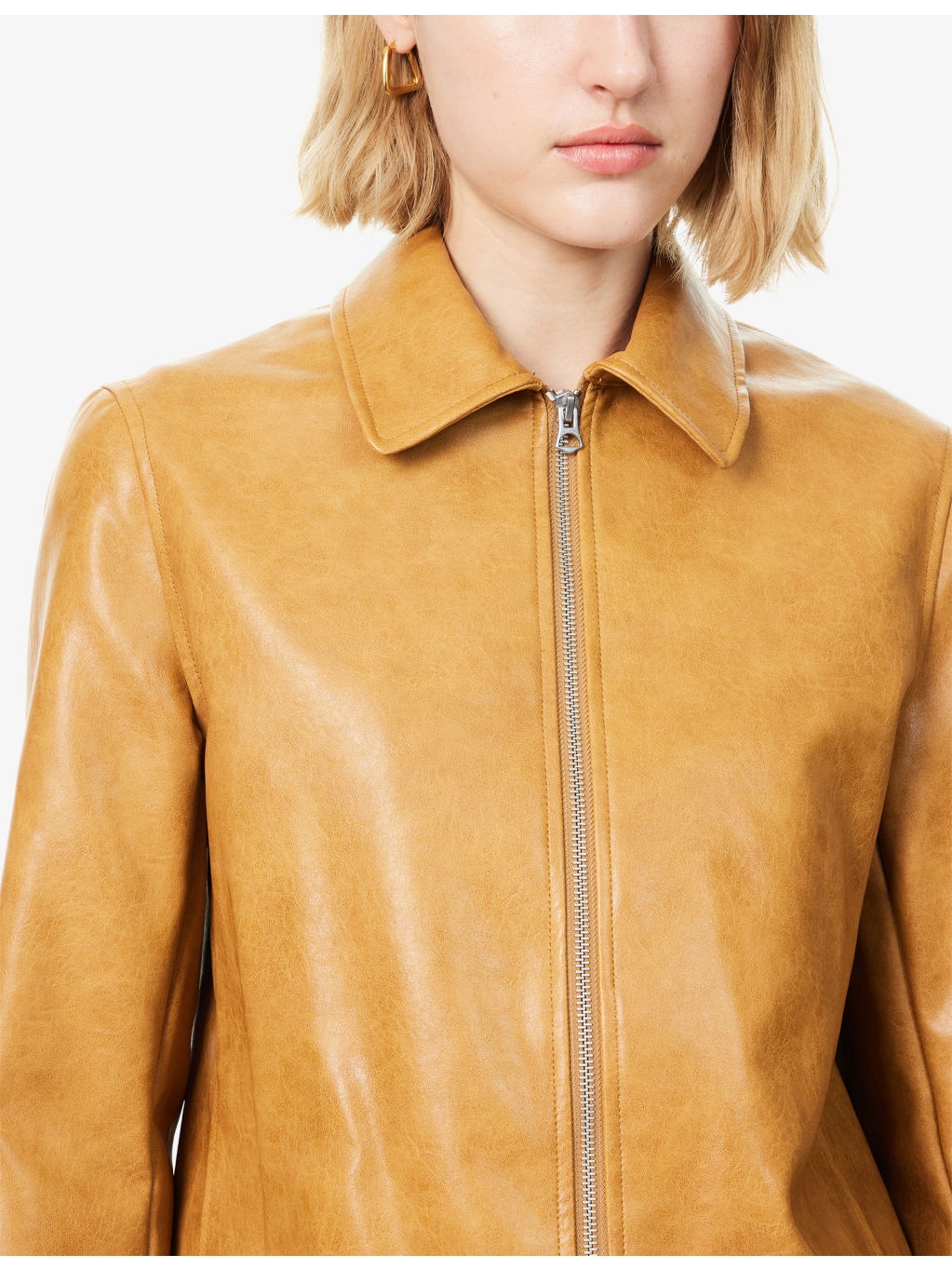 Jordie Collared Faux-Leather Jacket - 5