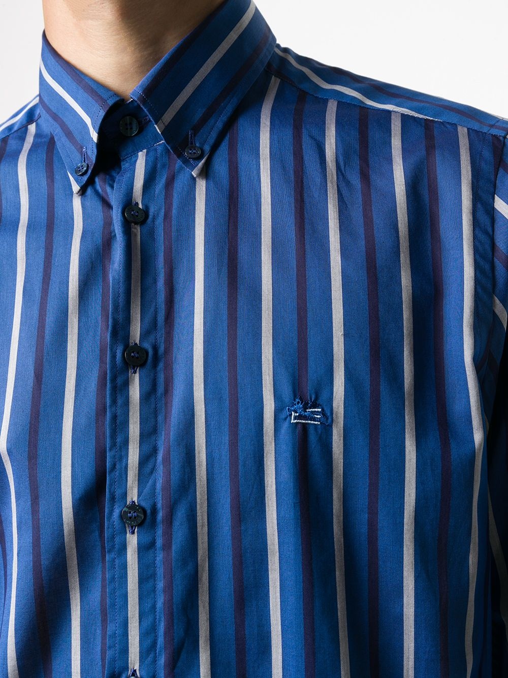 vertical stripe logo embroidered shirt - 5