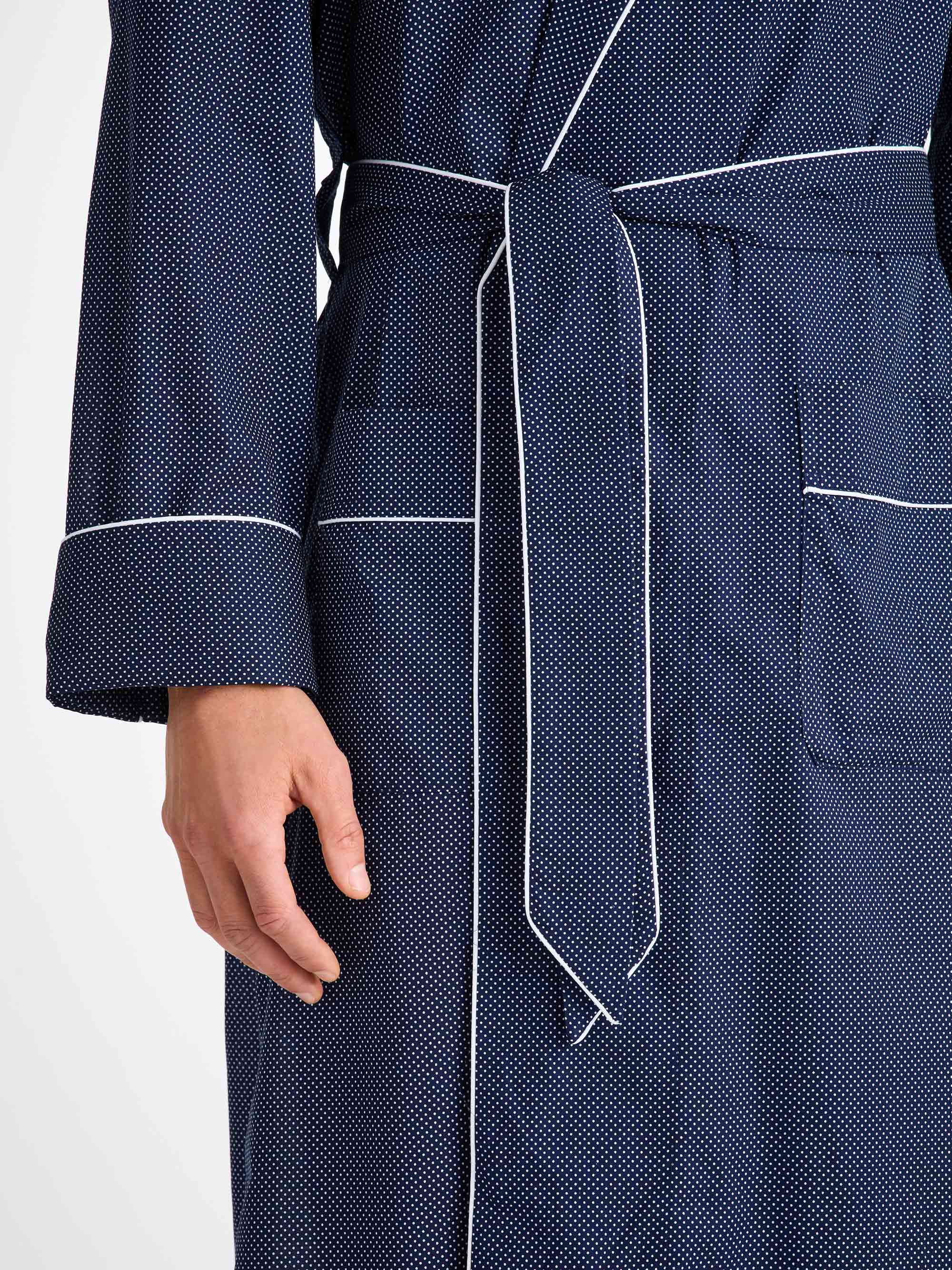 Men's Dressing Gown Plaza 21 Cotton Batiste Navy - 6