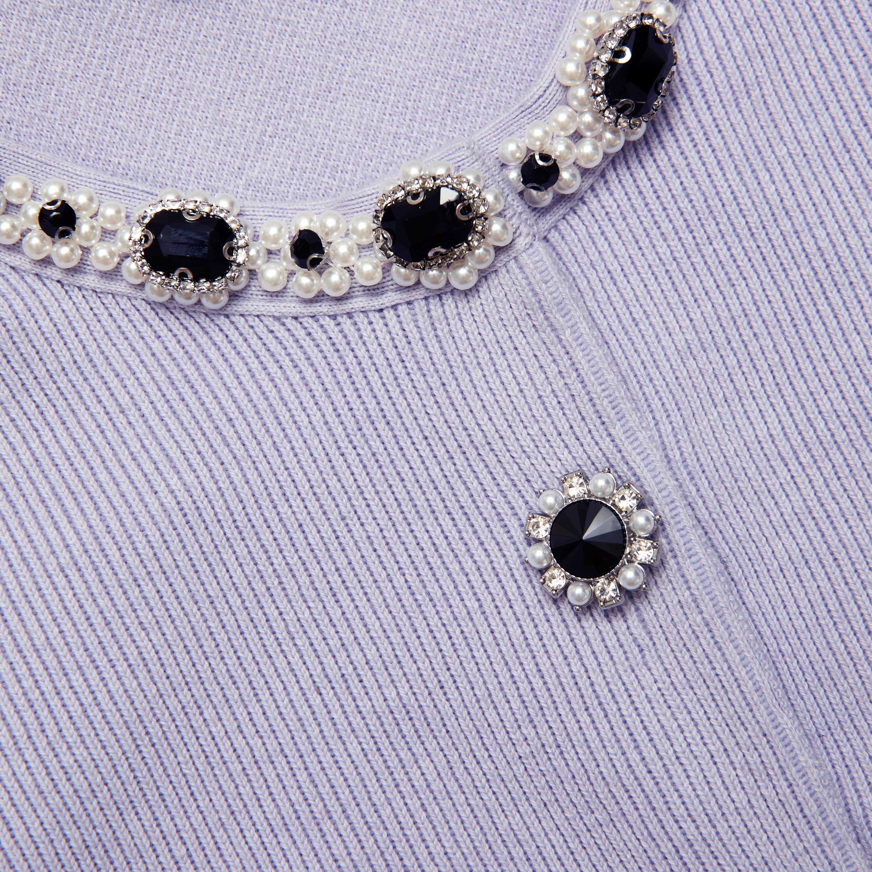 Lilac Embellished Knit Top - 5
