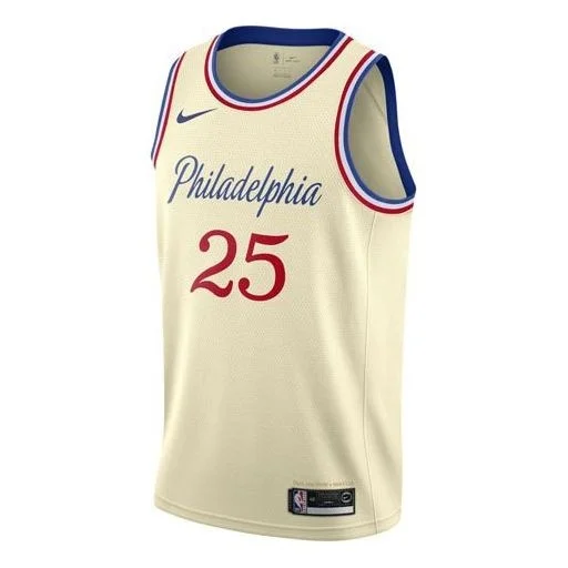 Nike MENS NBA Philadelphia 76ers Ben Simmons 25 City Edition Swingman Jersey White Creamy AV4664-281 - 1