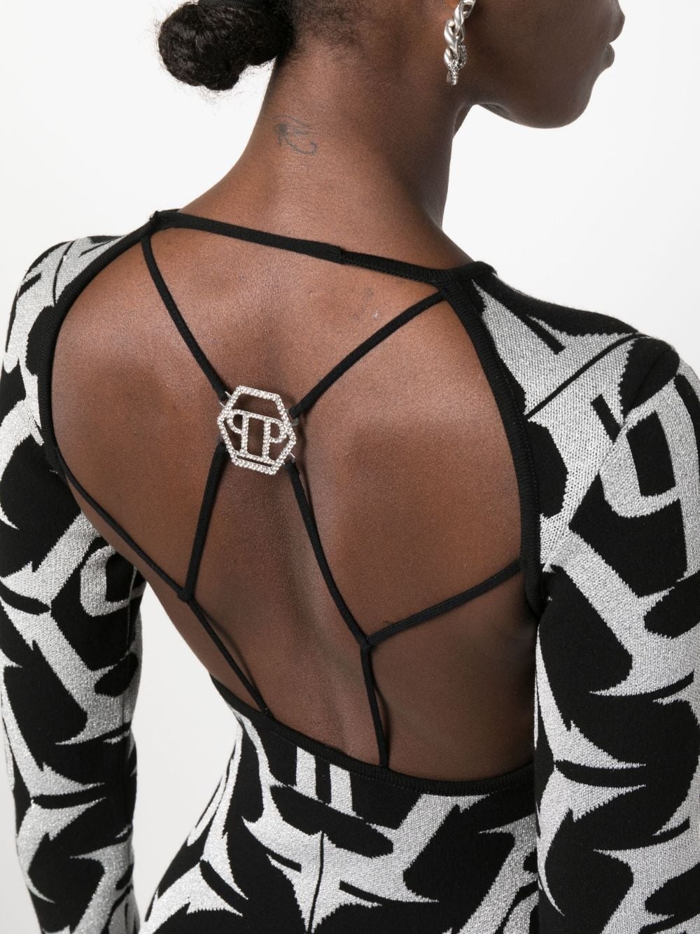 Hexagon monogram-jacquard lurex minidress - 5
