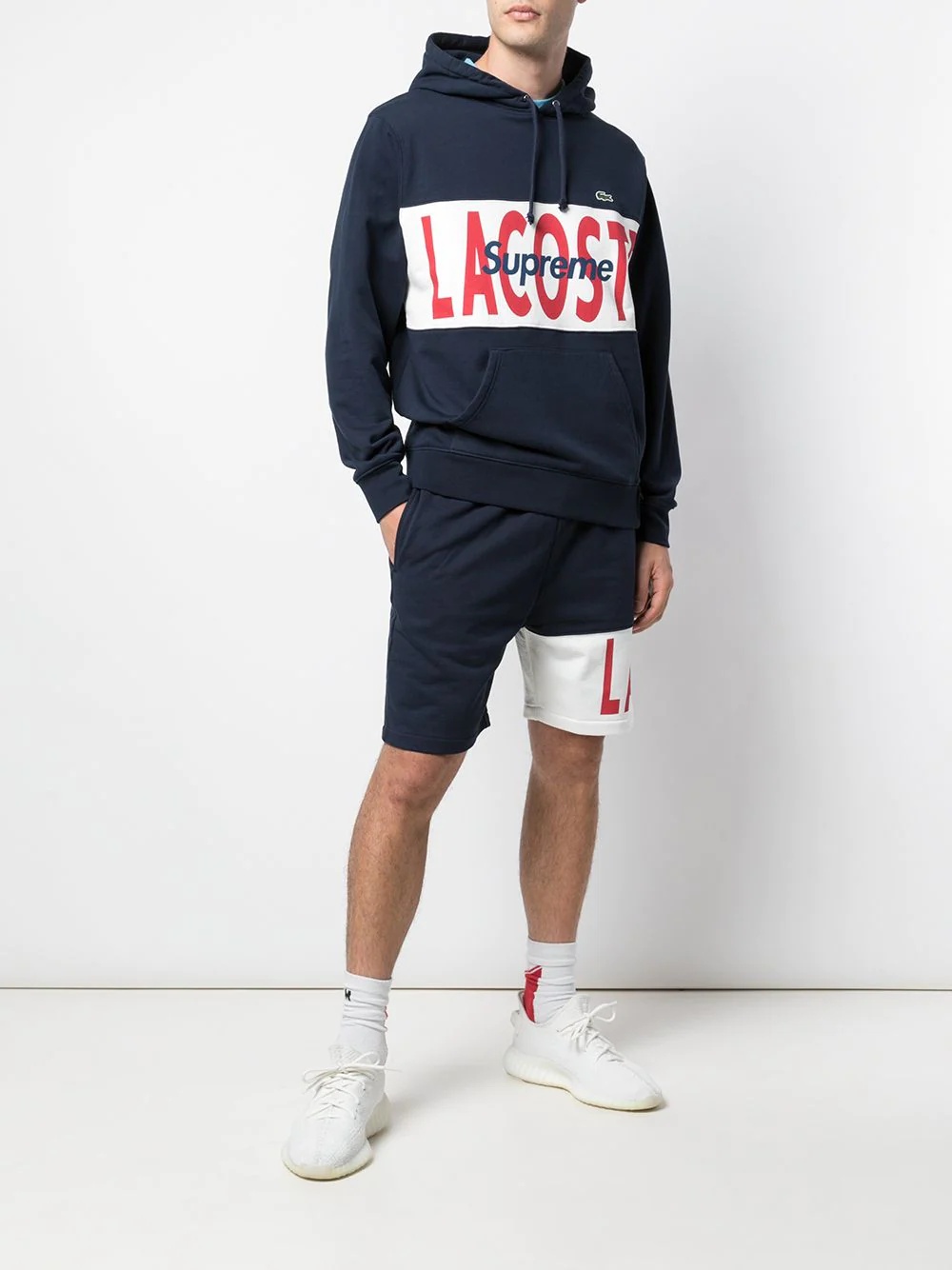 x Lacoste logo panel hoodie - 2