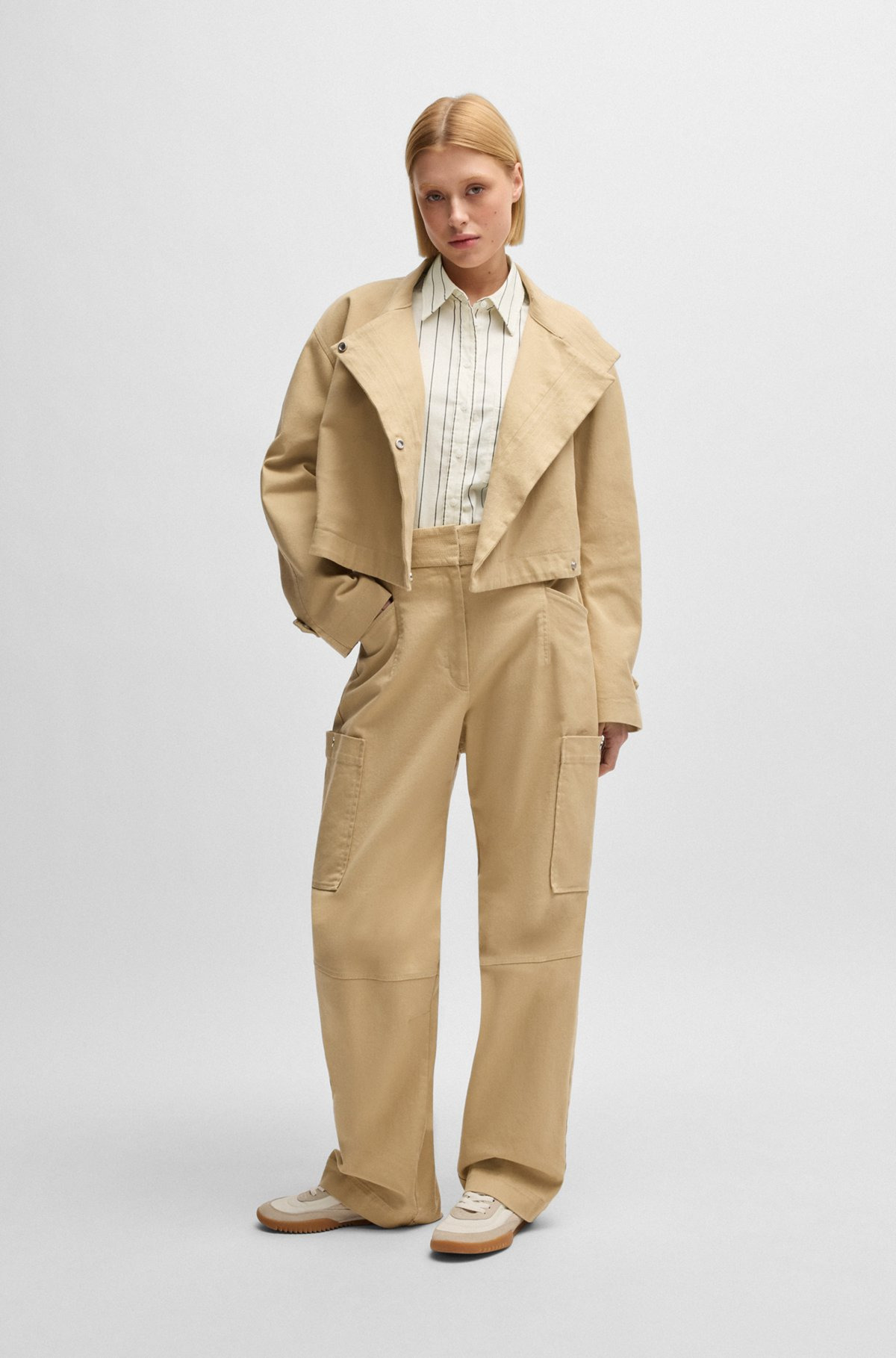 REGULAR-FIT BLOUSE IN STRIPED STRETCH COTTON - 3
