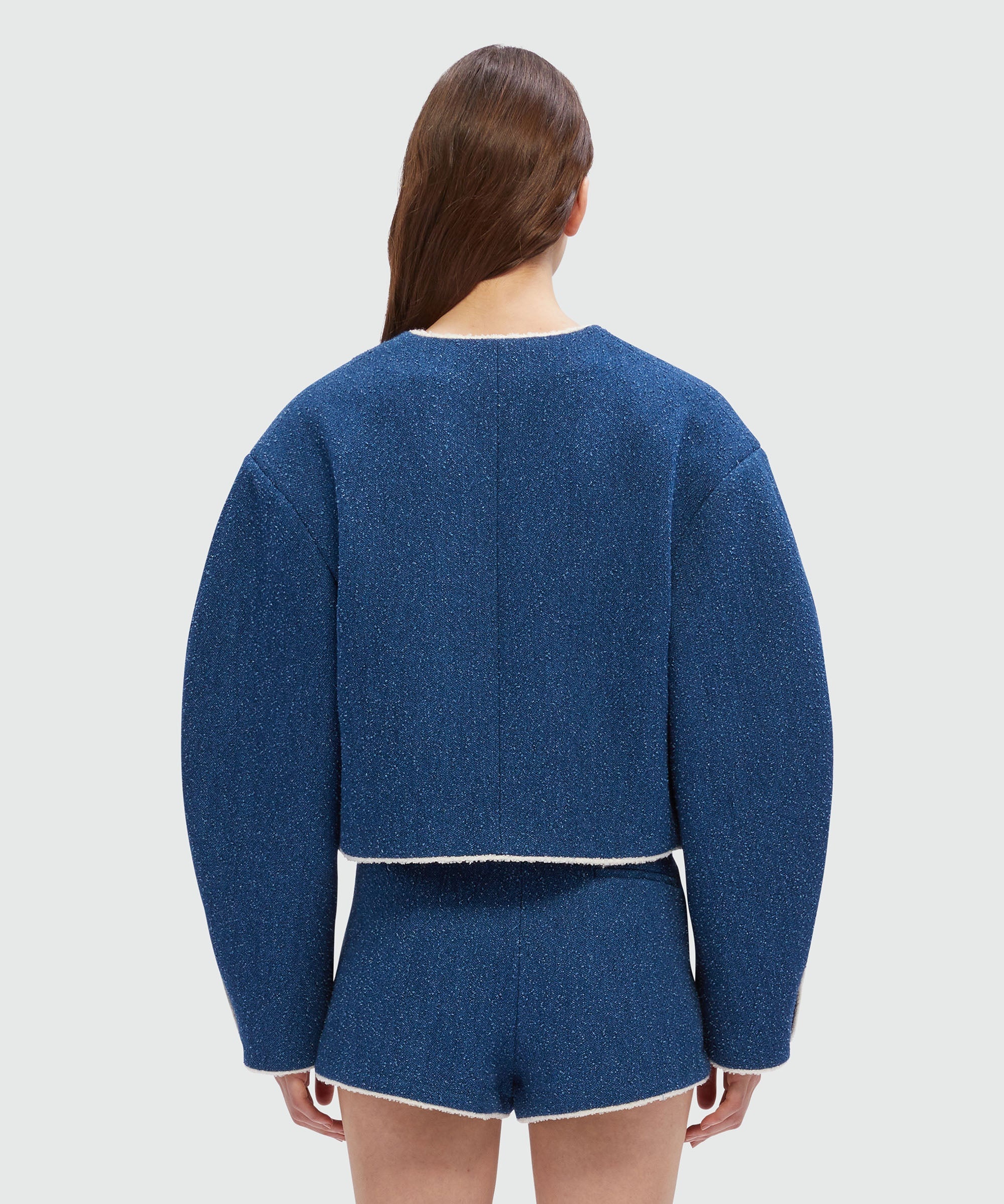 Blue boucle denim tweed jacket - 3