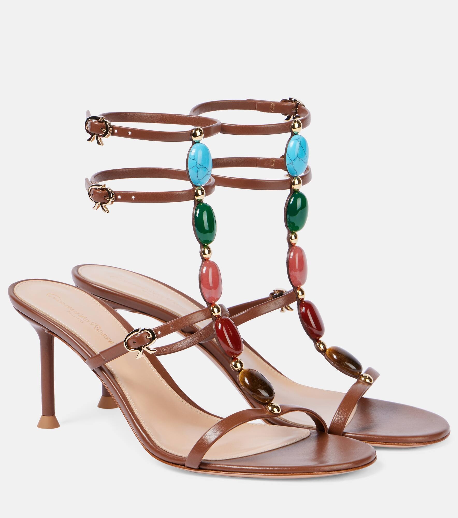 Shanti 70 embellished leather sandals - 1