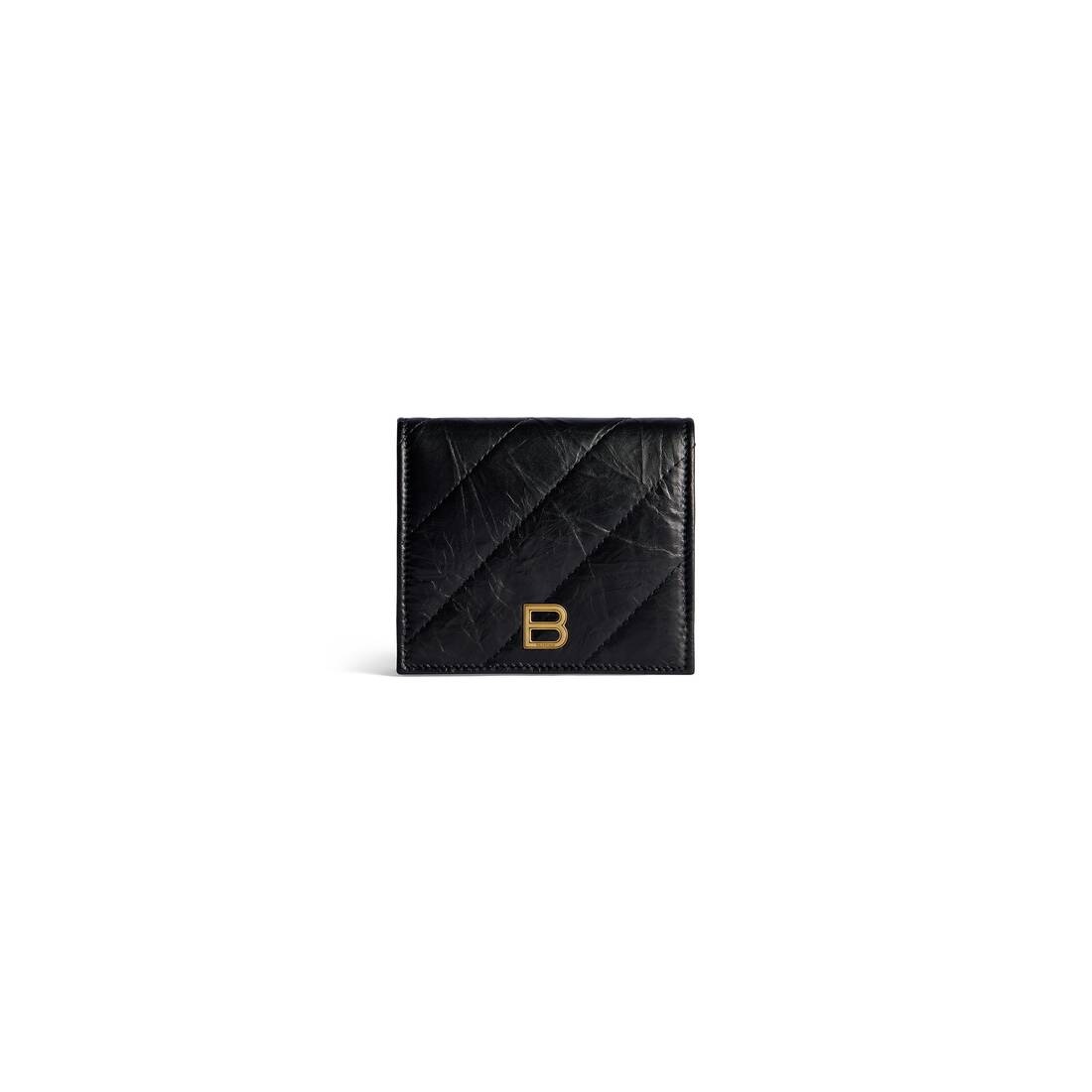 Women's Crush Flap Coin And Card Holder Quilted  in Black - 1