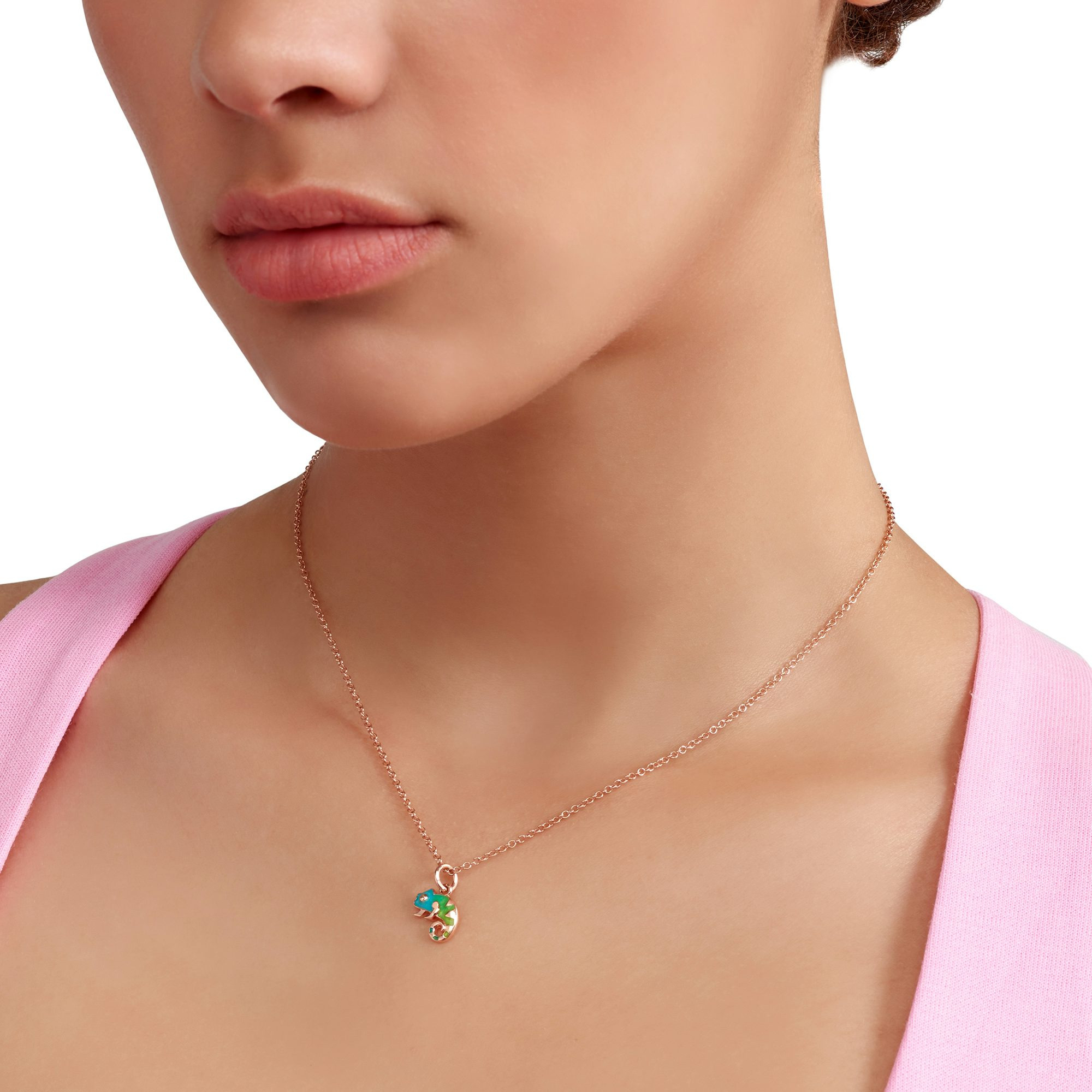 ROSE GOLD & ENAMEL CHAMELEON CHARM - 4