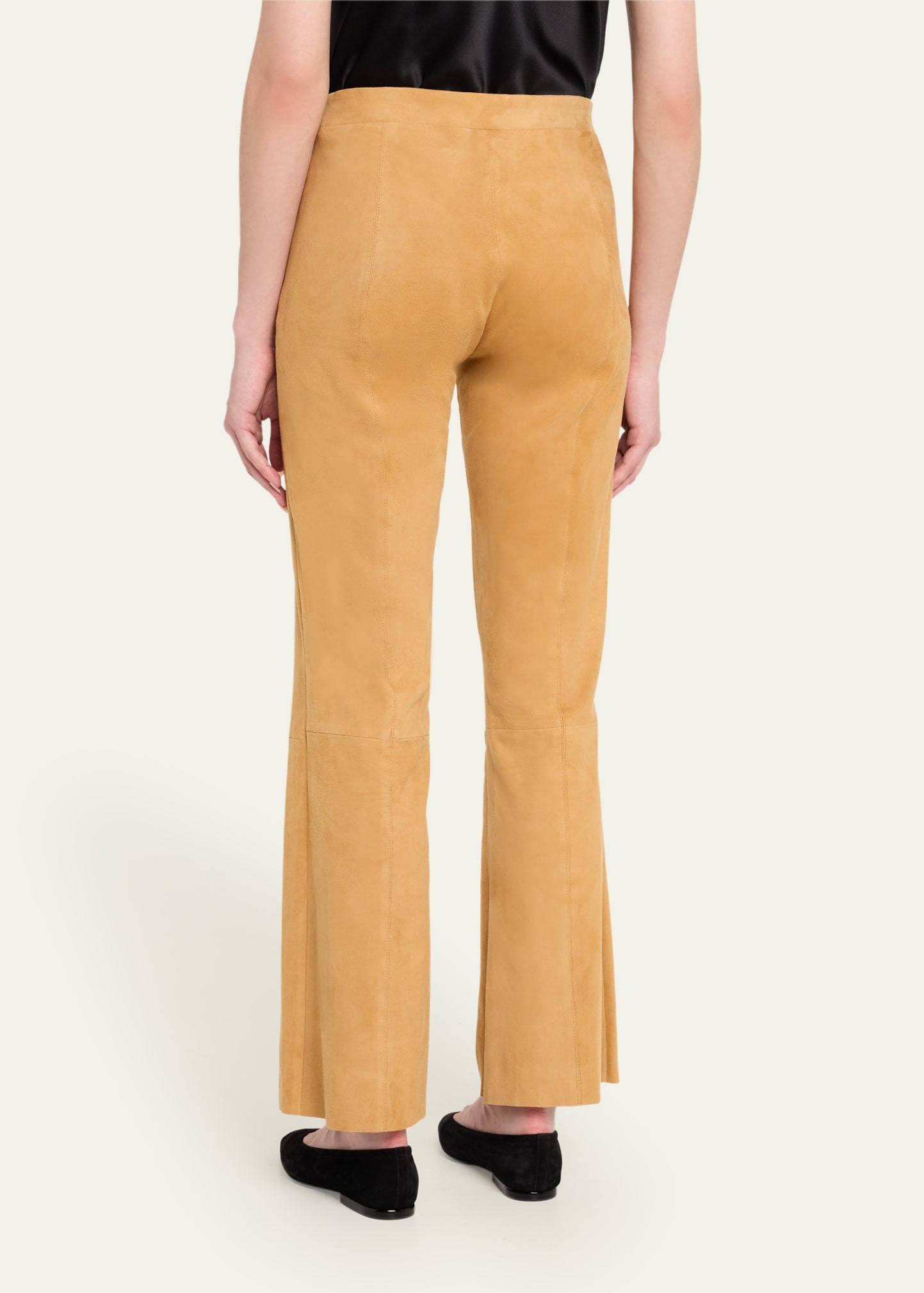 Suede Ankle Flare Pants with Princess Seaming - 3