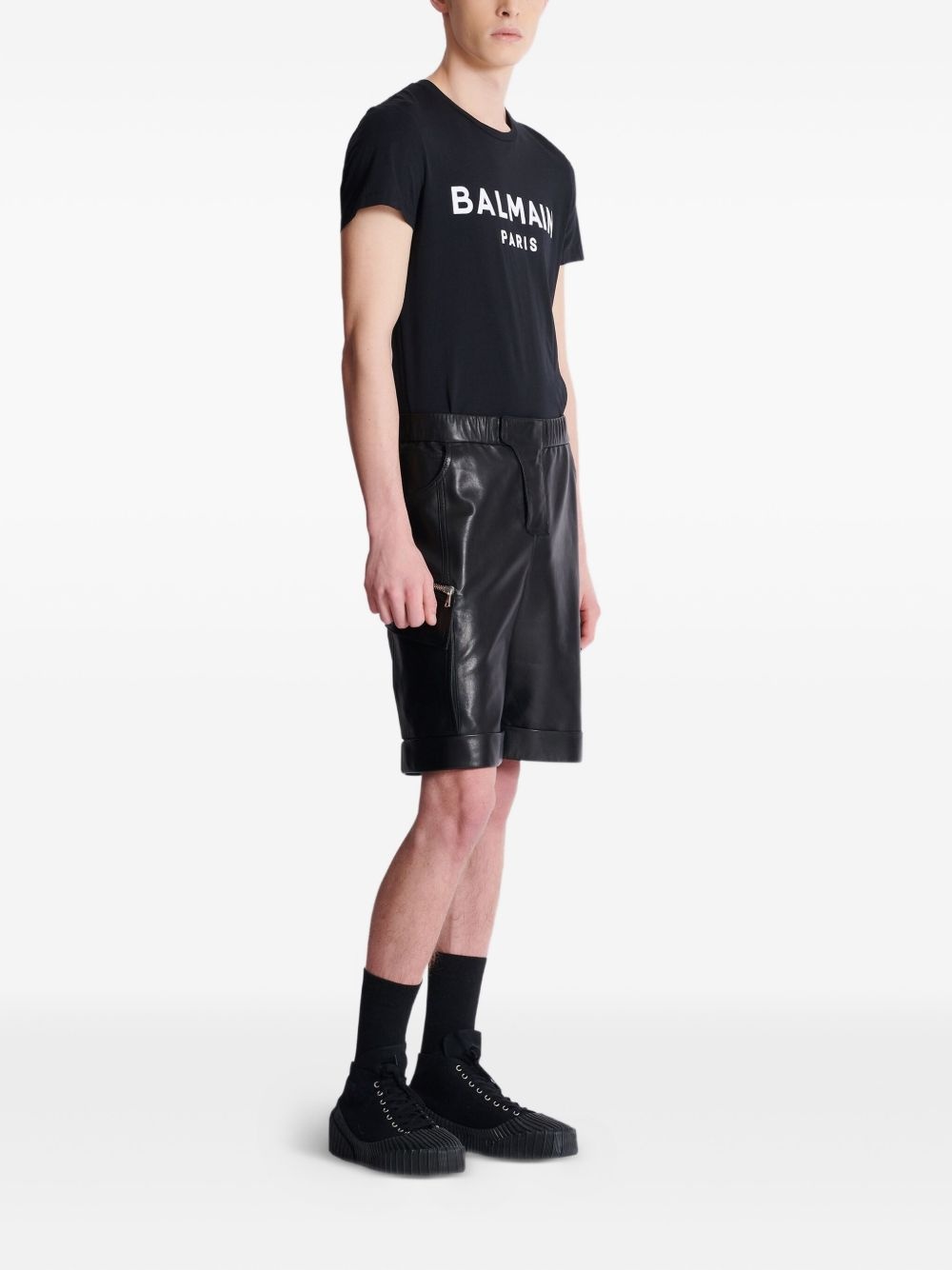 leather cargo shorts - 5