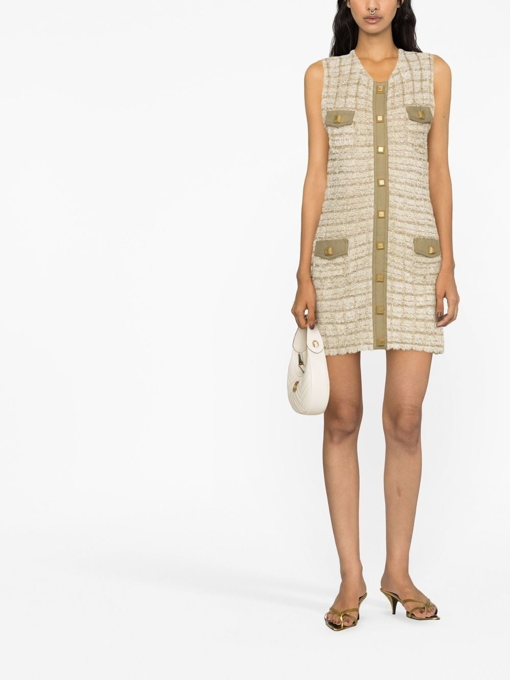 sleeveless tweed dress - 4