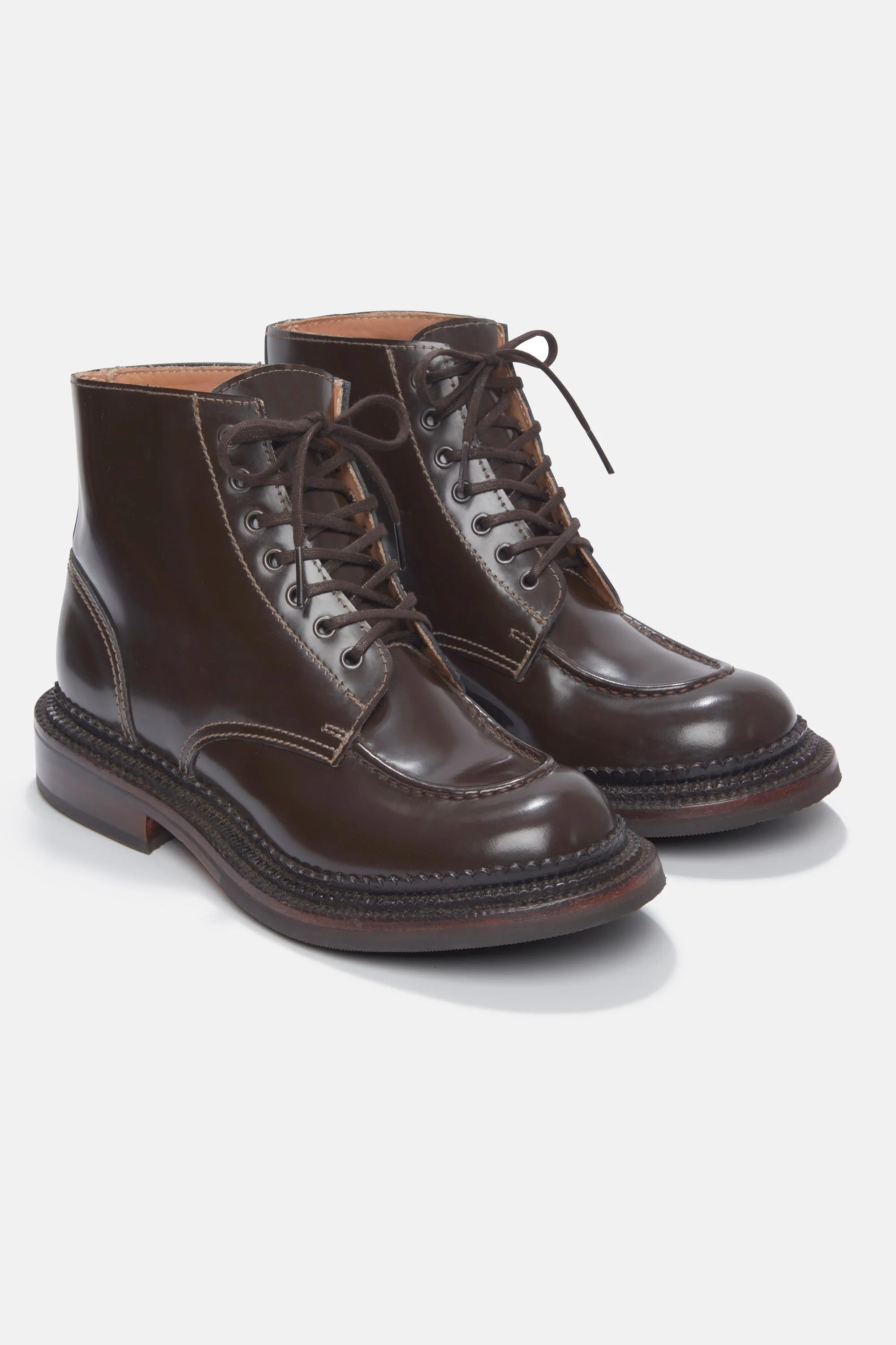 Grenson X Emilia Wickstead Valdine Shoe In Brown Gloss Leather - 1