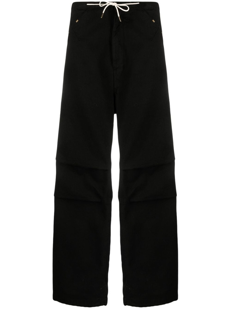 drawstring-waistband cotton trousers 1