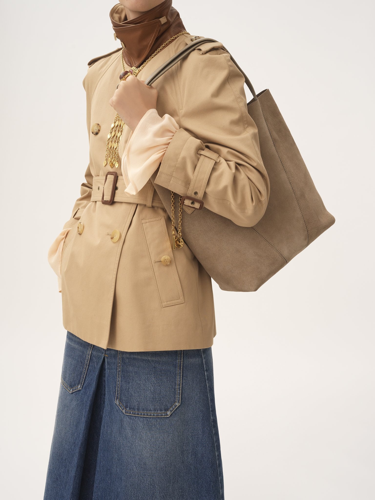 CHLOÉ SPIN TOTE BAG IN SUEDE LEATHER - 3