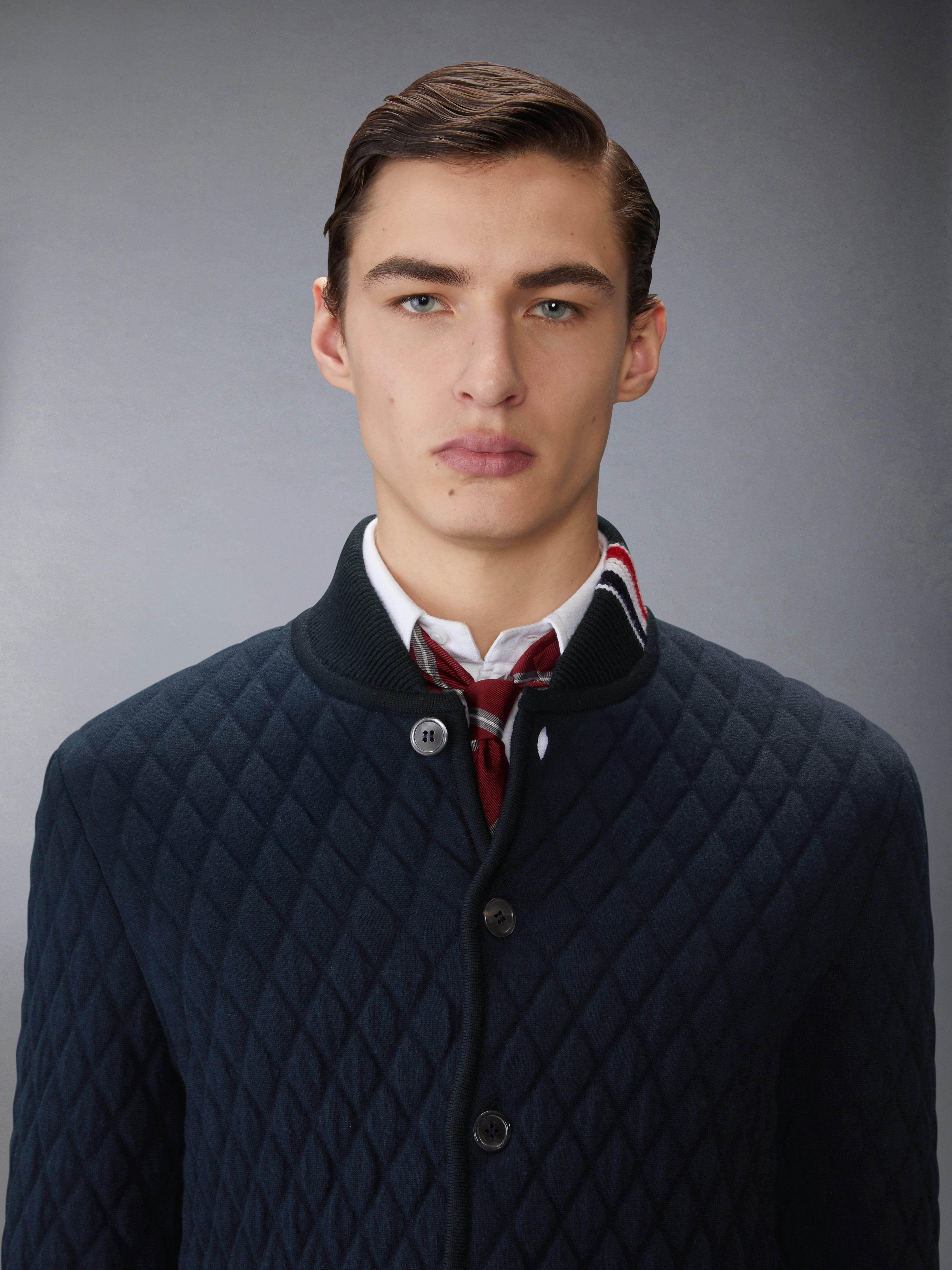 MERINO WOOL INTARSIA JACQUARD WORK JACKET - 6